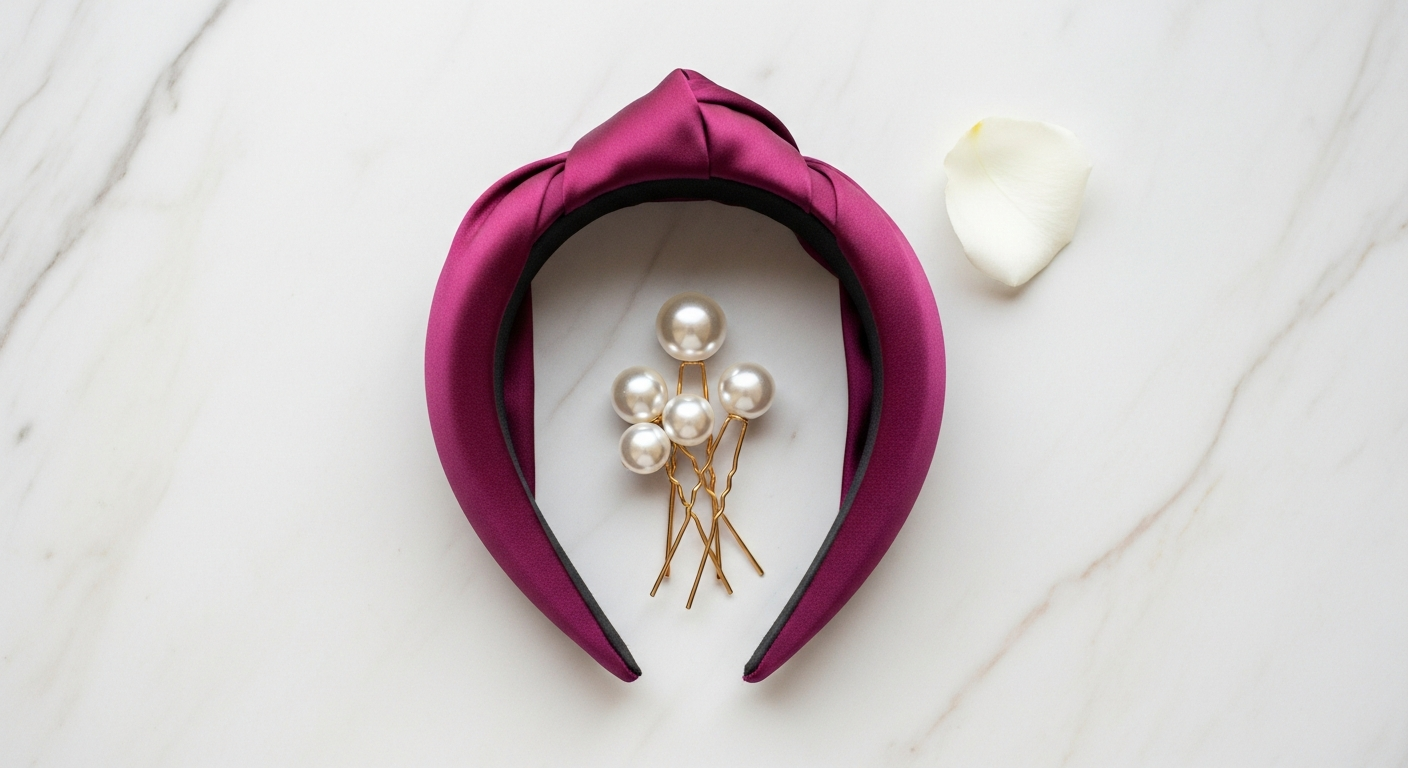 Sustainable hair accessories made from recycled plastics and natural fibers, showcasing earthy tones and minimalist designs.