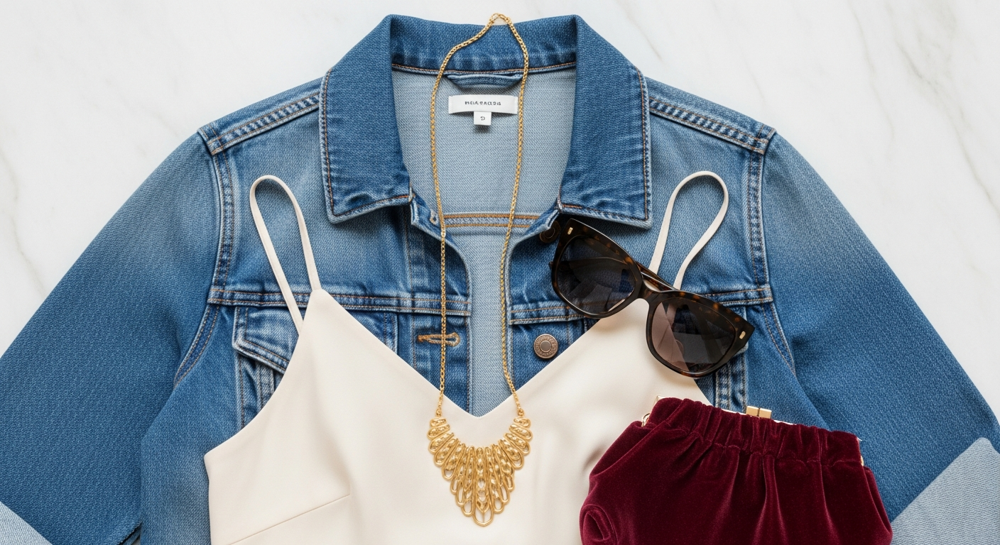 Different denim jacket washes and fits displayed, illustrating options for personal style