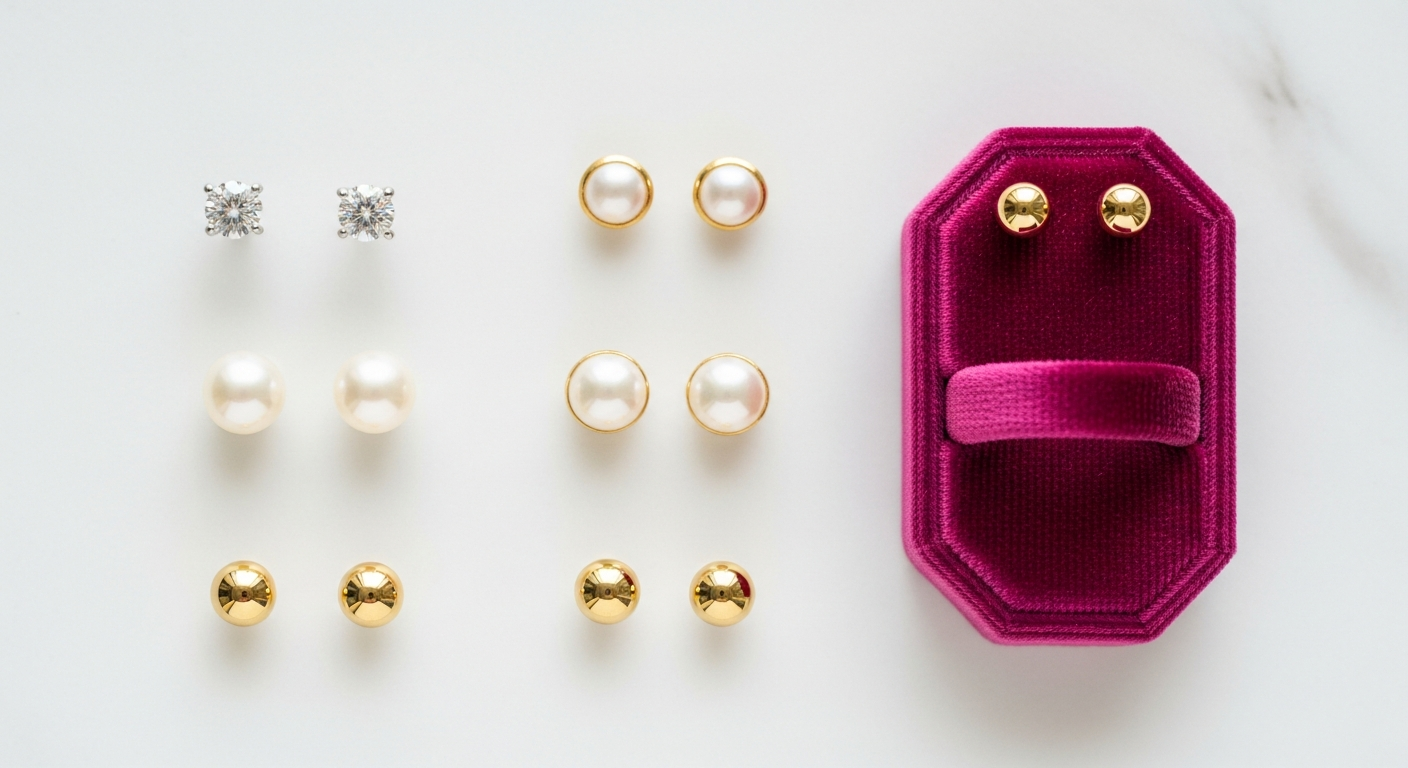 Assortment of classic stud and hoop earrings in gold and silver