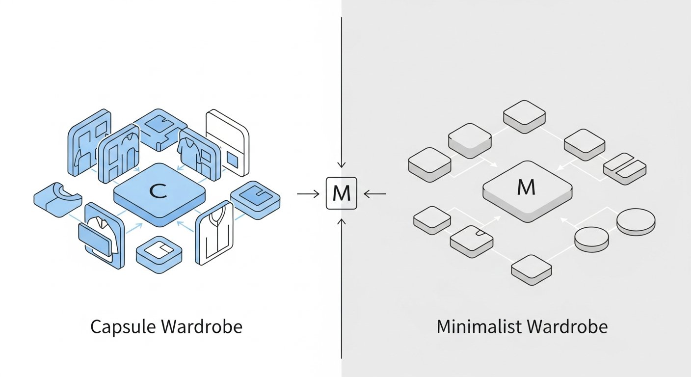 capsule vs minimalist wardrobe - infographic 4 illustration